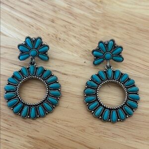 Turquoise Floral Drop Earrings
